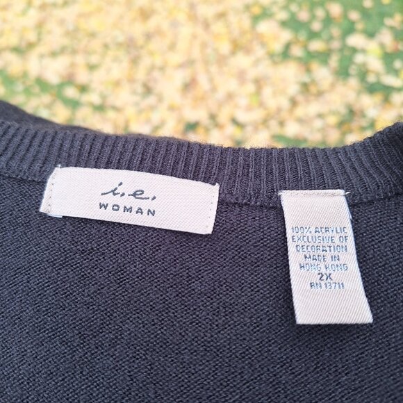 NWT Black sweater with beaded neckline by i.e. woman. - Picture 6 of 7